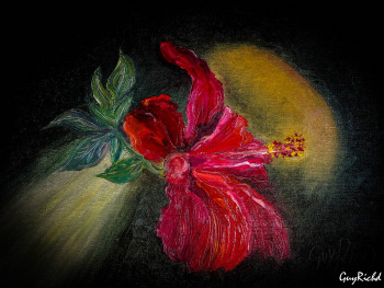 Zeitgenössisches Werk mit dem Titel « Naissance d'un Hibiscus 1 », Erstellt von GUYRICHD