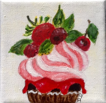 Zeitgenössisches Werk mit dem Titel « Gourmandise - série cupcake -les fruits rouges », Erstellt von PATRICIA DELEY