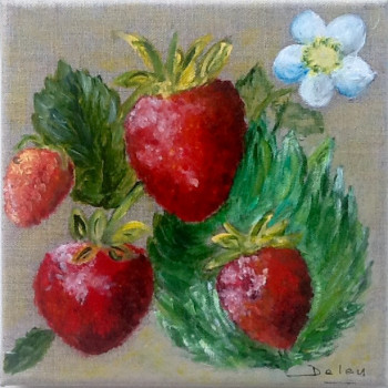 Zeitgenössisches Werk mit dem Titel « Fruit d ete - série fruits rouge - les fraises », Erstellt von PATRICIA DELEY