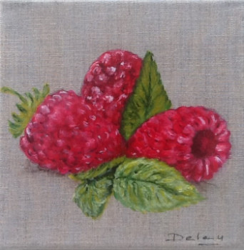 Zeitgenössisches Werk mit dem Titel « Fruits d'été série fruits rouges. Les framboises », Erstellt von PATRICIA DELEY