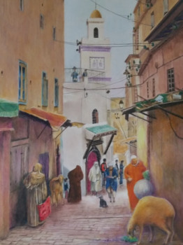 Zeitgenössisches Werk mit dem Titel « Une rue de Casbah d'Alger », Erstellt von JACQUES TAFFOREAU