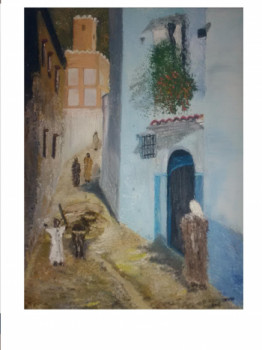 Zeitgenössisches Werk mit dem Titel « Ruelle de Chefchaouen - Maroc - », Erstellt von GUY  ROMEDENNE