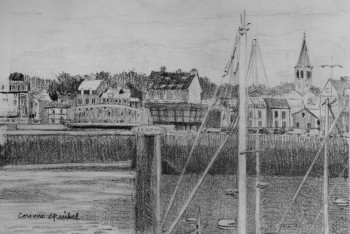 Zeitgenössisches Werk mit dem Titel « Pont Colbert à Dieppe », Erstellt von CORINNE QUIBEL