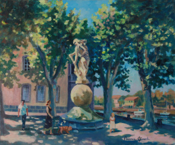 Zeitgenössisches Werk mit dem Titel « Agde, été place de la Marine », Erstellt von MAXENCE GERARD