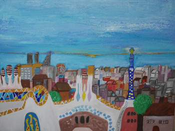 Zeitgenössisches Werk mit dem Titel « MAGIQUE PARC GUELL », Erstellt von SOPHIE SERY