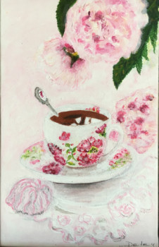 Zeitgenössisches Werk mit dem Titel « Tea Time -'belle porcelaine », Erstellt von PATRICIA DELEY