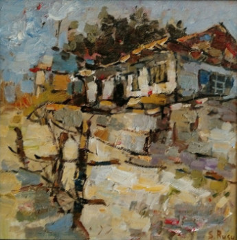 Zeitgenössisches Werk mit dem Titel « DANS LE VILLAGE », Erstellt von SERGIU RUSU