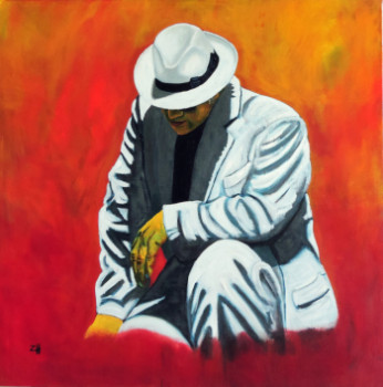 Zeitgenössisches Werk mit dem Titel « L'homme au panama / The man with the panama hat / L'uomo col panama 04 », Erstellt von JEAN-FRANçOIS ZANETTE