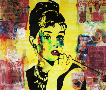 Zeitgenössisches Werk mit dem Titel « AUDREY HEPBURN « Coca-Cola » », Erstellt von KATHLEENARTISTPRO