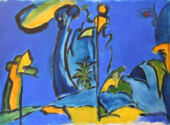 Zeitgenössisches Werk mit dem Titel « Promenade dans le bleu », Erstellt von ALAIN BERTHAUD