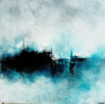 Zeitgenössisches Werk mit dem Titel « BROUILLARD BLEU », Erstellt von MIREILLE MAURY