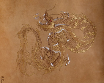 Zeitgenössisches Werk mit dem Titel « Dragon doré Thai », Erstellt von LAURENT SERRE