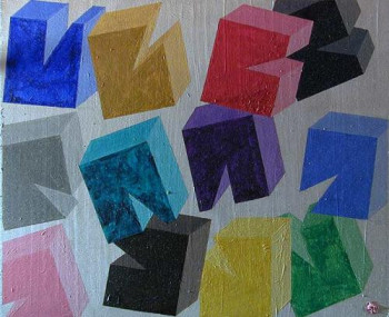 Zeitgenössisches Werk mit dem Titel « cubes 2 », Erstellt von JEAN FRANçOIS GUILLEMET