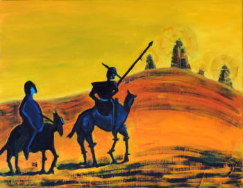 Zeitgenössisches Werk mit dem Titel « Don Quichotte et Sancho Panza / Don Quixote and Sancho Panza / Don Chisciotte e Sancio Panza », Erstellt von JEAN-FRANçOIS ZANETTE