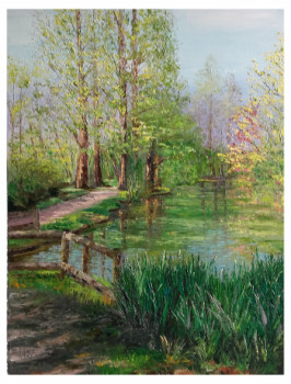 Zeitgenössisches Werk mit dem Titel « Printemps au Parc de l'Embanie à Heillecourt », Erstellt von NOëLLE HUIN