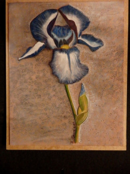 Zeitgenössisches Werk mit dem Titel « BLUE AND GRAY FLOWER », Erstellt von LAURENT SERRE