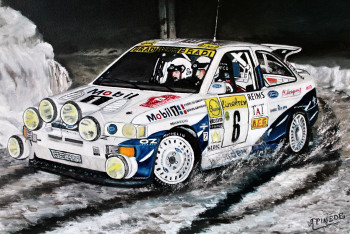 Zeitgenössisches Werk mit dem Titel « Monte Carlo 1993- FORD ESCORT RS COSWORTH- FRANCOIS DELECOUR- DANIEL GRATALOUP », Erstellt von ALAIN PINEDE