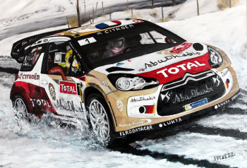 Zeitgenössisches Werk mit dem Titel « Monte Carlo 2013- CITROEN DS3 WRC- SEBASTIEN LOEB- DANIEL ELENA », Erstellt von ALAIN PINEDE