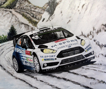 Zeitgenössisches Werk mit dem Titel « Monte Carlo 2015- FORD FIESTA WRC- TANAK OTT- MOLDER RAIGO », Erstellt von ALAIN PINEDE