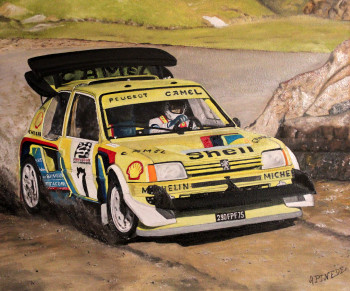 Zeitgenössisches Werk mit dem Titel « PIKES PEAK 1987- 205 T 16- HARRY VATANEN », Erstellt von ALAIN PINEDE