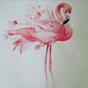 Zeitgenössisches Werk mit dem Titel « Flamant rose », Erstellt von ZINEB SEHLI