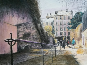 Zeitgenössisches Werk mit dem Titel « RUE DU CALVAIRE », Erstellt von JACQUES TAFFOREAU