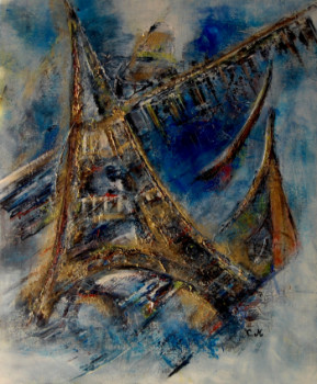 Zeitgenössisches Werk mit dem Titel « Abstrait Tour Eiffel », Erstellt von CHANTAL GM