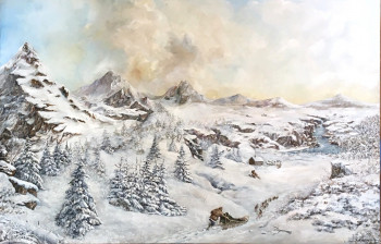 Zeitgenössisches Werk mit dem Titel « L'arrivée au refuge », Erstellt von ART D\'ANTAN