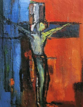 Zeitgenössisches Werk mit dem Titel « Crucifixion », Erstellt von PIERRE MALRIEUX