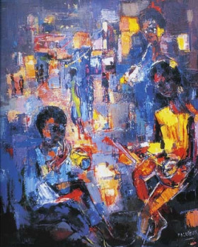 Zeitgenössisches Werk mit dem Titel « Blues in Chicago », Erstellt von PIERRE MALRIEUX