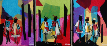 Zeitgenössisches Werk mit dem Titel « TRIPTYQUE ELEGANTES », Erstellt von MIREILLE MAURY