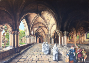 Zeitgenössisches Werk mit dem Titel « Visite au Monastère », Erstellt von ART D\'ANTAN