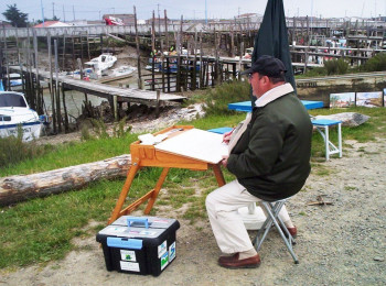 Zeitgenössisches Werk mit dem Titel « Bouin (85) Concours de peinture au Port du Bec », Erstellt von DANIEL HUARD