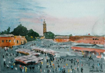 Zeitgenössisches Werk mit dem Titel « Place de Marrakech », Erstellt von PHILIPPE ETIENNE