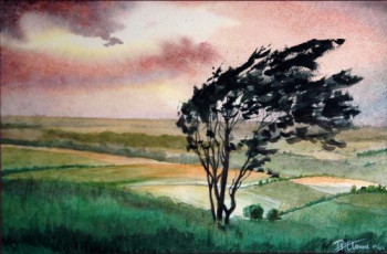 Zeitgenössisches Werk mit dem Titel « Coucher de soleil sur la campagne », Erstellt von PHILIPPE ETIENNE