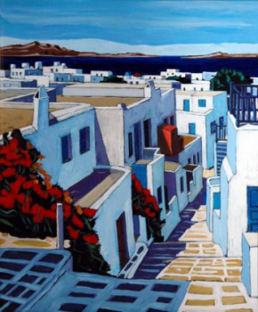 Zeitgenössisches Werk mit dem Titel « Massif fleuri à Mykonos (d'après J.C. Quilici) », Erstellt von PHILIPPE ETIENNE