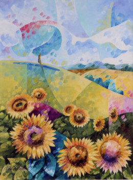 Zeitgenössisches Werk mit dem Titel « Les tournesols », Erstellt von BéATRICE BEDEUR