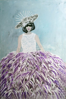 Zeitgenössisches Werk mit dem Titel « Catwalk, Lady with feathers », Erstellt von PATRICK JOOSTEN