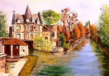 Zeitgenössisches Werk mit dem Titel « Moret sur loing », Erstellt von BOUTIN