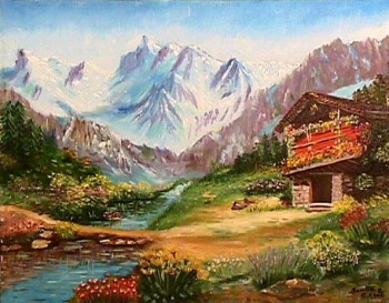 Zeitgenössisches Werk mit dem Titel « Chalet de Montagne », Erstellt von BOUTIN