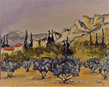 Zeitgenössisches Werk mit dem Titel « Paysage de Provence », Erstellt von BOUTIN