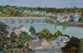 Zeitgenössisches Werk mit dem Titel « Pont sur la Loire (Saumur) », Erstellt von AFFIF CHERFAOUI