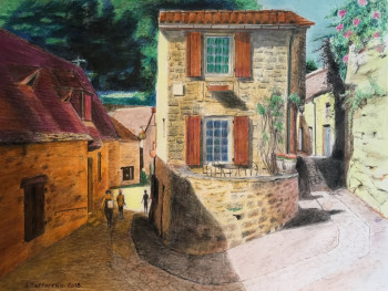 Zeitgenössisches Werk mit dem Titel « LA RUELLE ENSOLEILLÉE », Erstellt von JACQUES TAFFOREAU