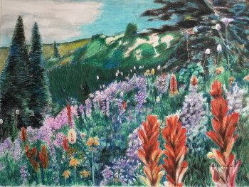 Zeitgenössisches Werk mit dem Titel « FLORAISON EN MONTAGNE », Erstellt von JACQUES TAFFOREAU