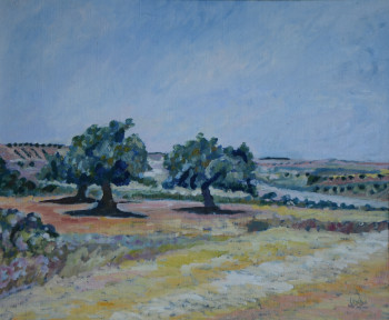 Zeitgenössisches Werk mit dem Titel « Paysage andalou », Erstellt von AFFIF CHERFAOUI