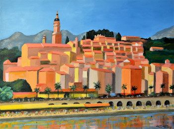 Zeitgenössisches Werk mit dem Titel « Menton- France », Erstellt von LE GOUBEY