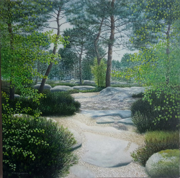 Zeitgenössisches Werk mit dem Titel « Forêt de fontainebleau », Erstellt von DARMSTADTER