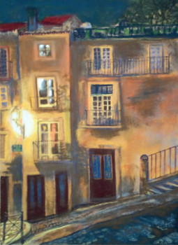 Zeitgenössisches Werk mit dem Titel « De nuit, rue à Lisbonne », Erstellt von BARTLET-DROUZY