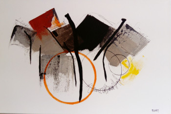 Zeitgenössisches Werk mit dem Titel « CERCLE ORANGE 1  », Erstellt von MIREILLE MAURY