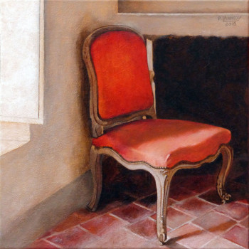 Zeitgenössisches Werk mit dem Titel « Intérieur N°60 The Red Chair », Erstellt von PATRICE LANNOY